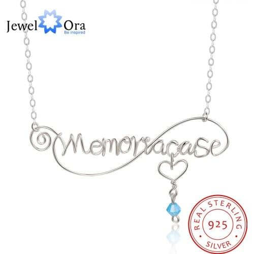JewelOra Personalized 925 Sterling Silver Handmade Nameplate Necklace Unique Custom Name Infinity Love Pendant Anniversary Gifts