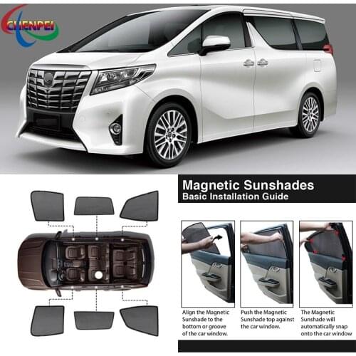 For Toyota Alphard 2015 Car Full Side Windows Magnetic Sun Shade UV Protection Ray Blocking Mesh Visor Decoration Accessories