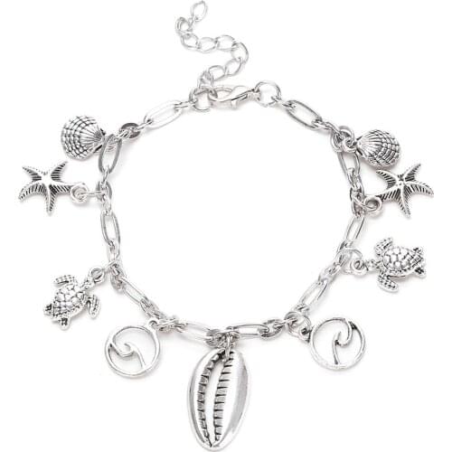 Fashion Anklet Wish Beach Ocean Series Starfish Sea Wave Shell Tortoise Pendant Anklet Female