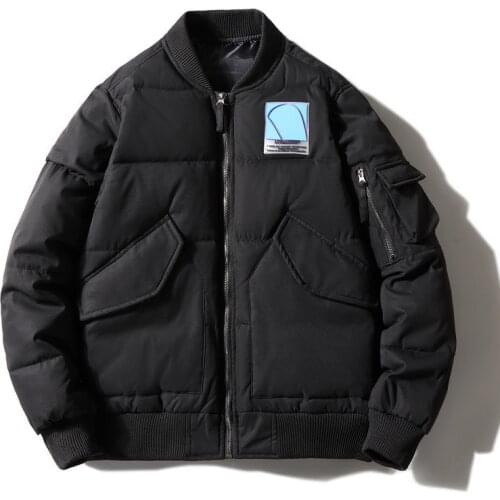 Mens jacket winter warm cotton jacket trend loose Korean version thickened baseball collar cotton-padded jacket