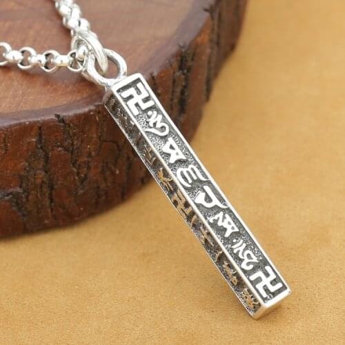 Handcrafted 925 Silver OM Mantra Pendant vintage sterling silver Tibetan Amulet Pendant Good Luck Amulet