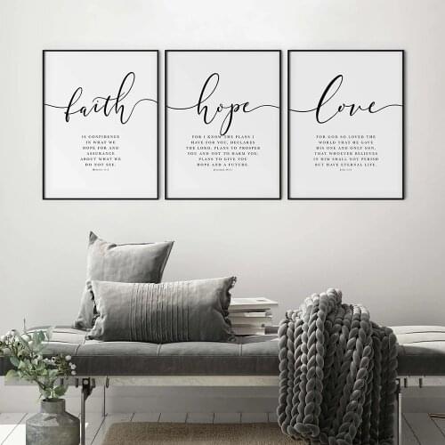 Bible Verse Poster And Prints Faith Hope Love Wall Art Print Christian Quotes Canvas Painting Living Room Posters On The Wall