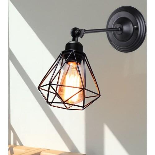 Industrial Loft Iron Lampshade Wall Lamp Vintage Cage Wall Lights Black Wall Sconce Fixture for Home Indoor Lighting Wall Lamps