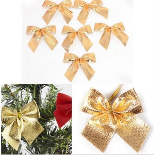 Christmas Baubles Bow Decoration Hanging Ornament Tree Wreath Garland Hamper Pre-tied Velvet Ribbon Bows party hourse decor 6cm