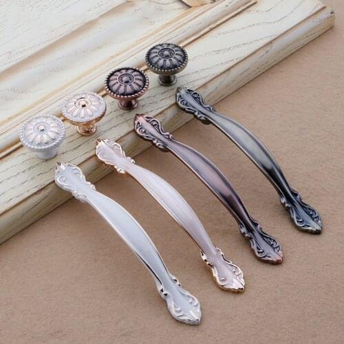 European Zinc Alloy Cabinet Handles Drawer Knobs Kitchen Cupboard Handles Door Pulls White Black Furniture Handle Hardware