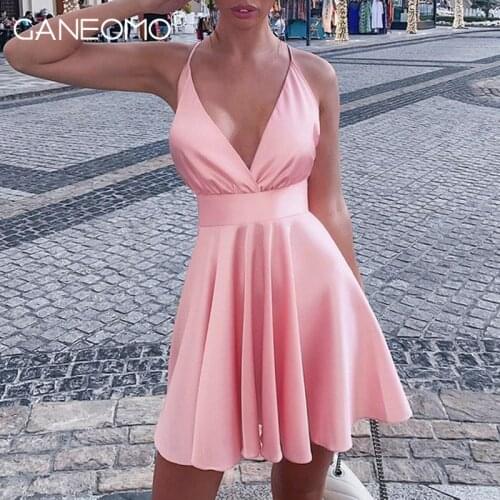 Sexy Backless Satin Mini Dresses for Women Elegant Bandage Birthday Party Evening Strappy Dress Summer Green Pink Slip Sundress
