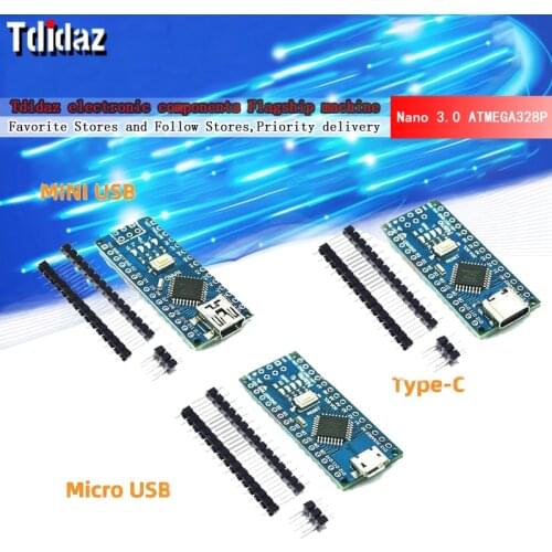 Type-C / Micro USB Nano 3.0 With the bootloader compatible Nano 3.0 controller for arduino CH340 USB driver 16Mhz ATMEGA328P