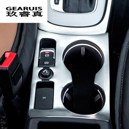 Car Interior Water Cup Holder Panel Decoration Stainless Steel carbon fiber Cover Stickers Trim For Audi Q3 2013-17 Car Styling