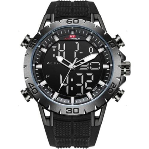 High quality Men Rubber strap Swim Watches LED Digital Alarm Quartz Watch Military Waterproof 50M Dual Display Clock NEW