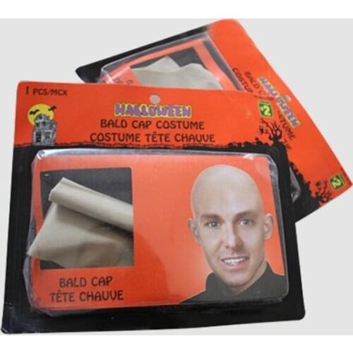 Funny Reusable Fake Bald Head Skinhead Wig Cap Mens Ladies Unisex Halloween Party Movies Costume Dress