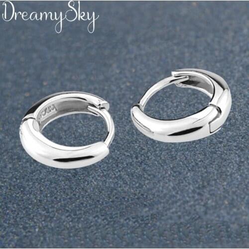 DreamySky 100% Real Pure Silver Color Jewelry Korean Cute Circle Earrings For Women Wedding Bijoux Pendientes Brincos
