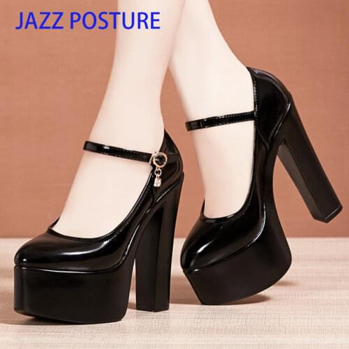 2020 Sexy Mary Jane New Women high heels Black Women Pumps Female Platform spring Thick with Autumn Round Single Shoes z541