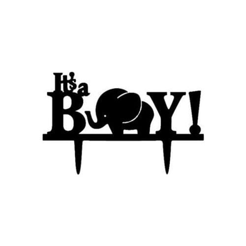 100pcs/lot ,Creative Elephant "Its a boy" design Acrylic wedding cake inserted card Wedding Cake Topper Party Cake Decorations