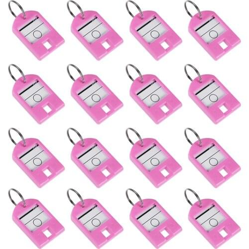 Uxcell 16 piece Plastic Key Tags with Split Ring Keychain ID Luggage Label Window