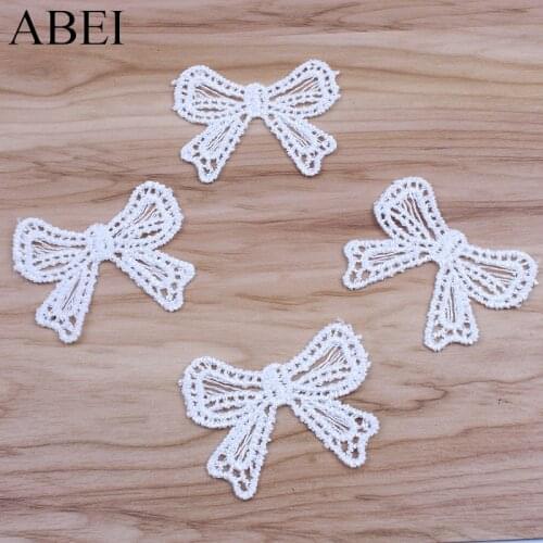 30pcs/lot Embroidered White Butterfly Bow Appliques DIY Clothes Decoration Sewing Garments Accesories Handmade Patchwork Craft