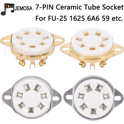 5PCS DIY HIFI Audio 7Pins Ceramic Tube Socket GZC7-2 Electron Tube Seat For FU-25 1625 6A6 59 FU25 Vacuum Tube Amplifier