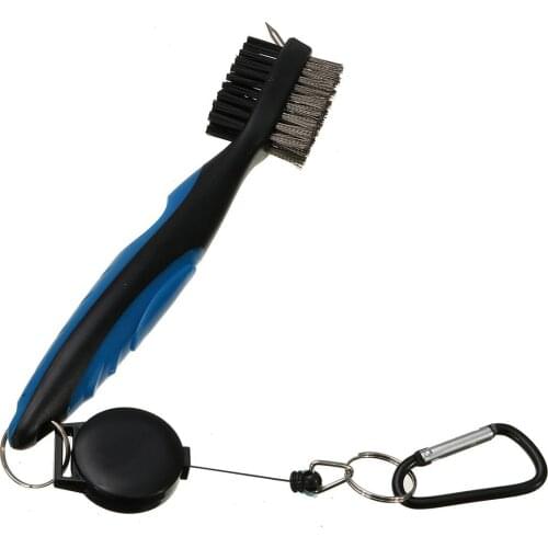Promotion! Golf Club Cleaning Brush & Groove Cleaner With Retractable Reel Plastic Metal