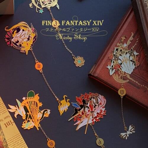 Anime Game Final Fantasy XIV FF14 Metal Bookmarks Chinese style Antiquity Classic Cartoon Tassels Bookmarks Xmas Gifts