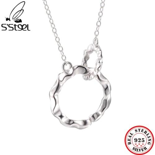 SSTEEL 925 Sterling Silver Minimalist Pendants Necklaces For Women Trendy Round Pendant Chains Personalized Necklaces Jewelry