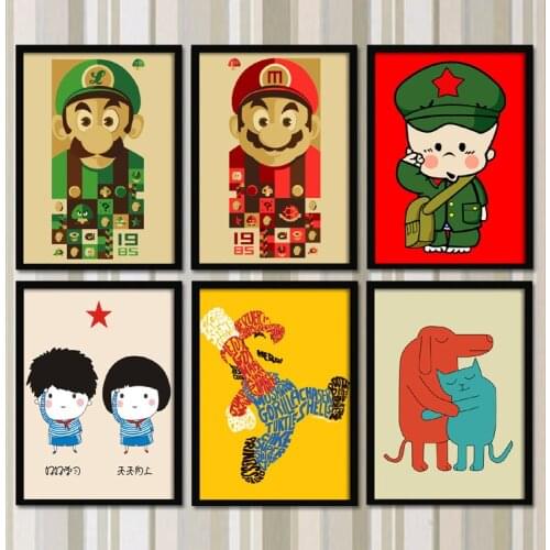 Super Mario Childrens Room Decorative Painting American-Style Home Cartoon Bedroom Bedside Background Wall Painting Canvas