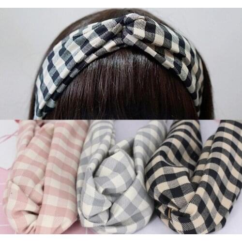 Cheap Soft Dot Star Plaid Striped Elastic Headbands Hoop For Women Wash Cross Turban Hair Accessories Wedding Holiday Headwarp