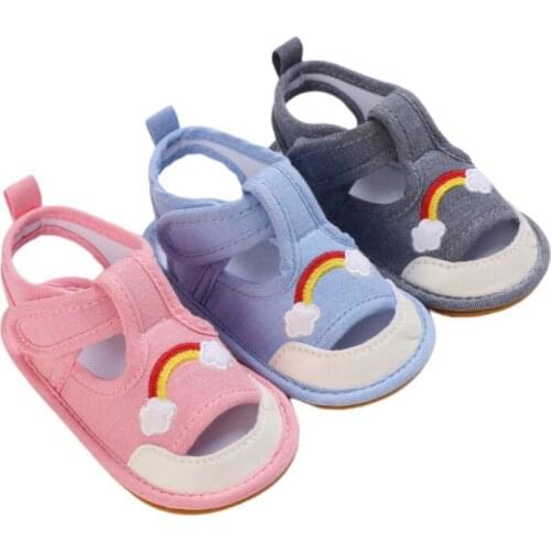 Toddler Infant Kids Baby Canvas Sandals Summer Baby rainbow print First Walkers for newborn boy girl Prewalkers 0-18M