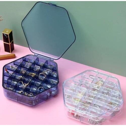 Double-layer Large-capacity Jewelry Box with Lid, Plastic Transparent Earring Storage Box, Dustproof Jewelry Display Stand