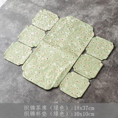 Zen Chinese Brocade Embroidery Tea Mat Cotton and Linen Fabric Table Runner Tea Ceremony Coaster Tea Mat Kung Fu Tea Set Costers