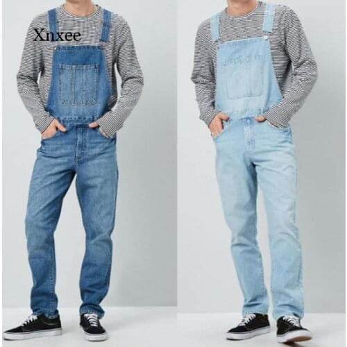 Fashion Men Denim Carpenter Overalls Casual Pants Loose Pants Bib Pants Mens Fashion Hip Hop Jumpsuit Bib Pants Rompers Clothes