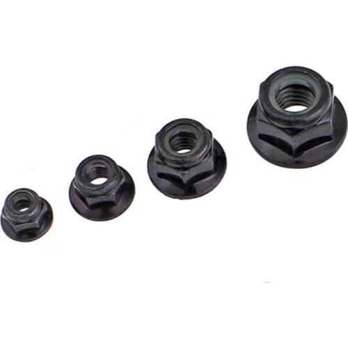 Hex Flanged Lock Nut M3 M4 M5 M6 M8 Black zinc carbon steel Hexagon Flange Nylon Insert Self-locking Nylock Locknut