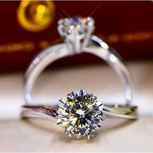 Inbeaut 925 Silver Pass Diamond Test 1 ct D Color Excellent Cut Moissanite Snowflake Ring Sparkling Moissanite Wedding Rings