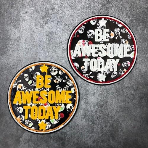 JOD 21*21cm Round Large Biker Patches for Clothes Decorative Sewing Applications Embroidery Big Skull Patch Applique Backpack