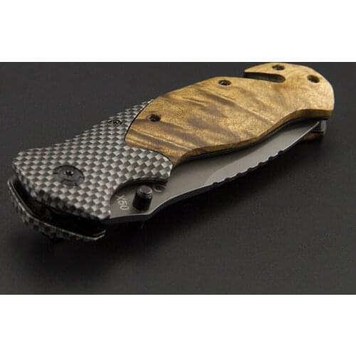 8.0'' Damascus Steel Pocket Hunting Knife carbon fiber + Rosewood Folding Knife Tactical Hunting knife Camping Survival Knives