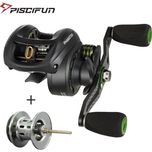 Piscifun Phantom+spool Carbon Fiber Ultralight 162g Baitcasting Reel Dual Brake 7.7kg Max Drag 7.0:1 Freshwater Fishing Reel