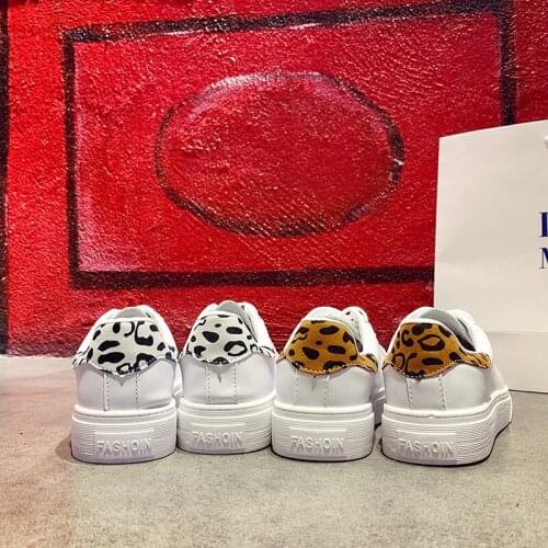 Classic Casual Leopard Print Shoes Female Lace-up Fashion Round Toe Shoes Women Vulcanize Shoes White Sneakers Women U20-14