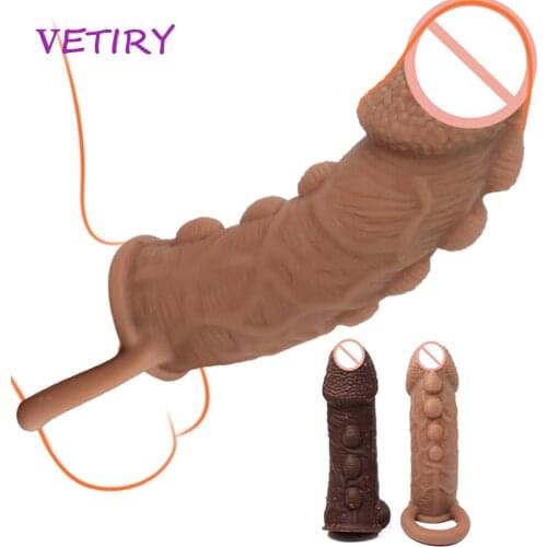 Penis Ring Big Dotted Penis Sleeve Delay Ejaculation Dildo Extender With Solid Glans Sex Toys for Man Soft Penis Extender Condom