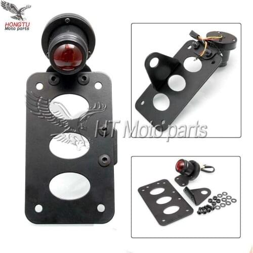 License Plate Bracket Side Mount Number Plate Holder Round Tail Light Lamp For Harley Sportster 883 Chopper Bobber Steed XVS DS