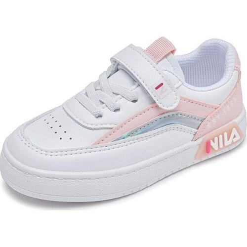 Spring Children White Shoes Fashion PU Leather Kids Sneakers Breathable Non-slip Casual Size 25-37
