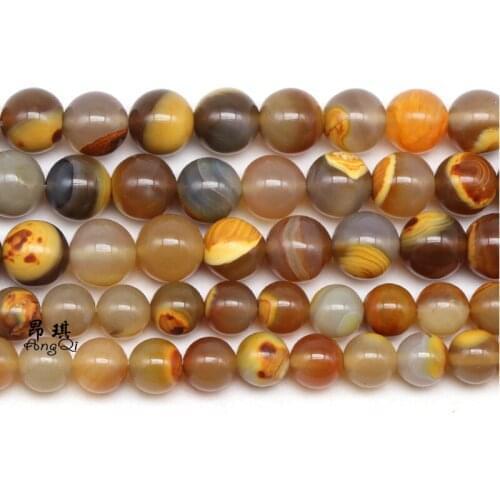 Natural Yellow Tiger Skin Agates Stone Round Beads for Jewerly Making 6-12MM Pick Size Diy Charm Bracelets Necklaces Earrings