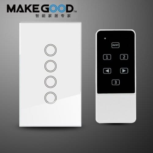 Makegood US/AU 4 Gang 1 Way Smart Switch, Crystal Glass Panel Touch Light Switch, Wireless Remote Control Switch For Smart Home