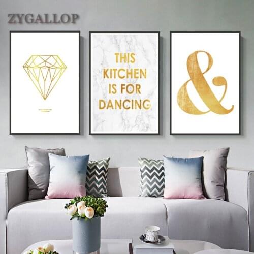 Nordic Minimalist Wall Art Pictures Marbling and Golden Letters Print Canvas Painting Living Room Wall Decor Posters and Prints