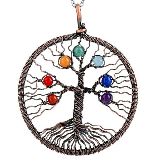 Fashion Trend Creative Tree Of Life Necklace For Women Man Personality Statement Colorful Necklace Jewelry