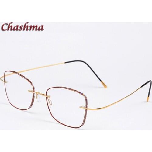 Chashma Men Rimless Light Frame Trend Eyeglasses Titanium Flexible Spectacles for Women