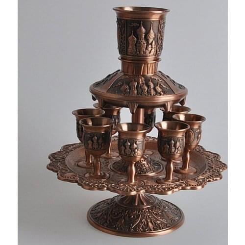 Rare 12PCS/set antique copper zinc alloy metal wine decanter set drinks ware tableware set wine cup JJ018