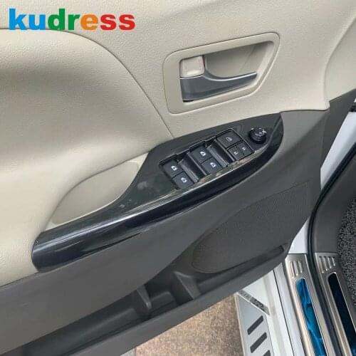 For Toyota Sienna 2019 2020 Carbon Fiber Car Interior Window Lift Switch Panel Cover Trim Styling Sticker Accessories 4pcs LHD