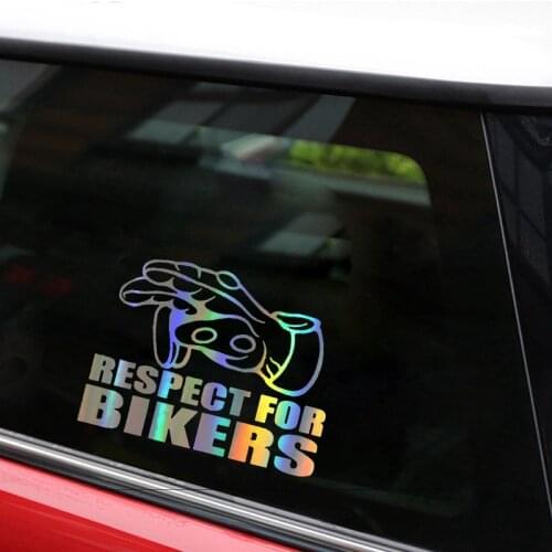 Car Sticker 15x11.3cm respect for bikers gesture Funny 3D Decal Motorcycle Stickers Car Styling