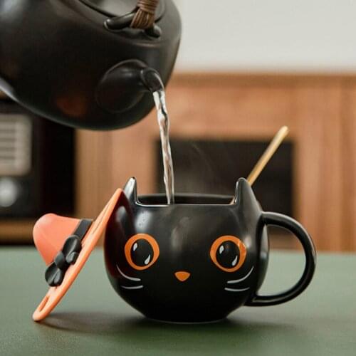 Creative Personalized Cute Limited Edition Mysterious Black Cat Mug Halloween Coffee Mug Tea Cup Gifts For Family And Friends