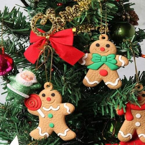 NEW 12Pcs Gingerbread Man Christmas Tree Hanging Pendant Xmas Tree Decor Ornament 2021 2022 Newest Cute Funny Kid Gift