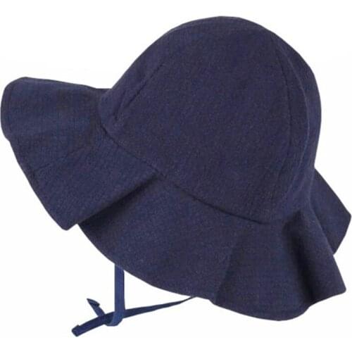 Fashion Breathable Kids Solid Bucket Hat Wide Brim Childrens Beach Sun Hats Summer Baby Boys Girl Cotton Blend Bucket Hat