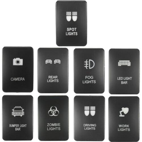 12V 33X22MM Blue LED Light Illuminated Switch On/Off LED Light Retrofit Switch For Toyota Landcruiser Yaris RAV4